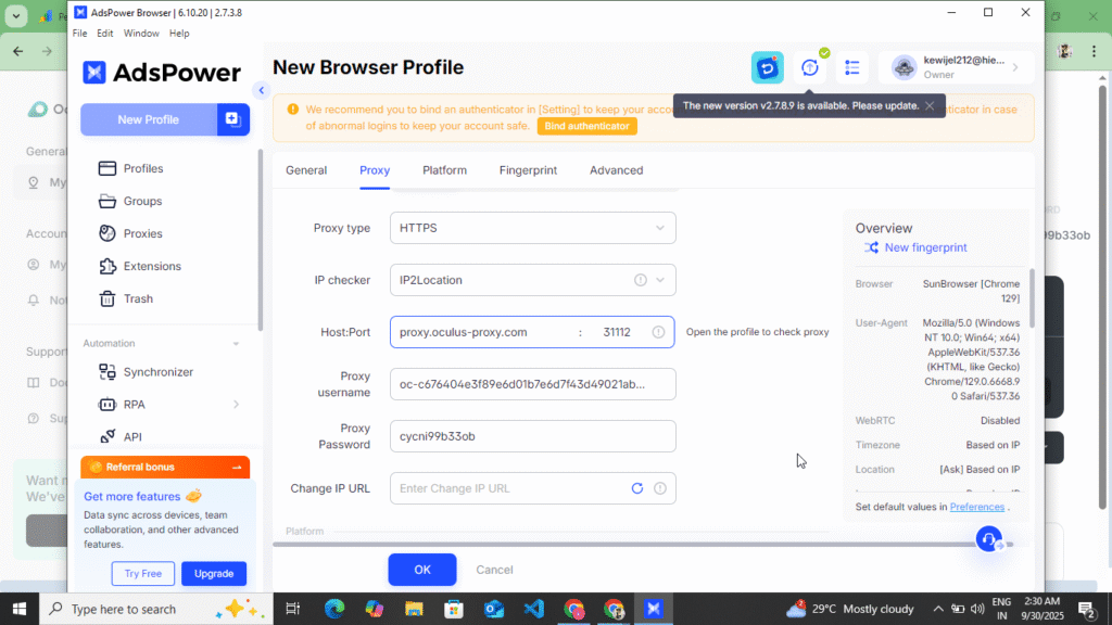 Setup Proxy HostName, Port, Username And Password