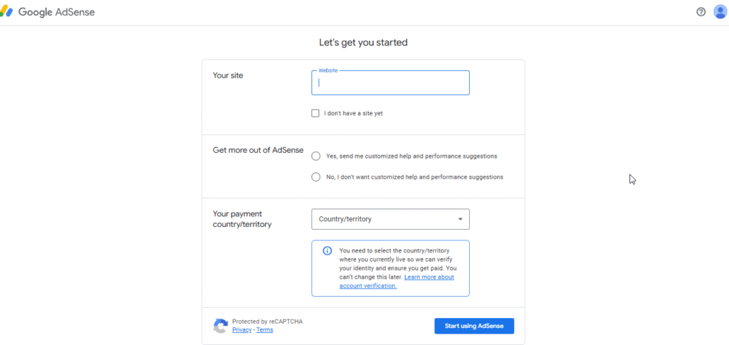 Create Account In Google Adsnse 
