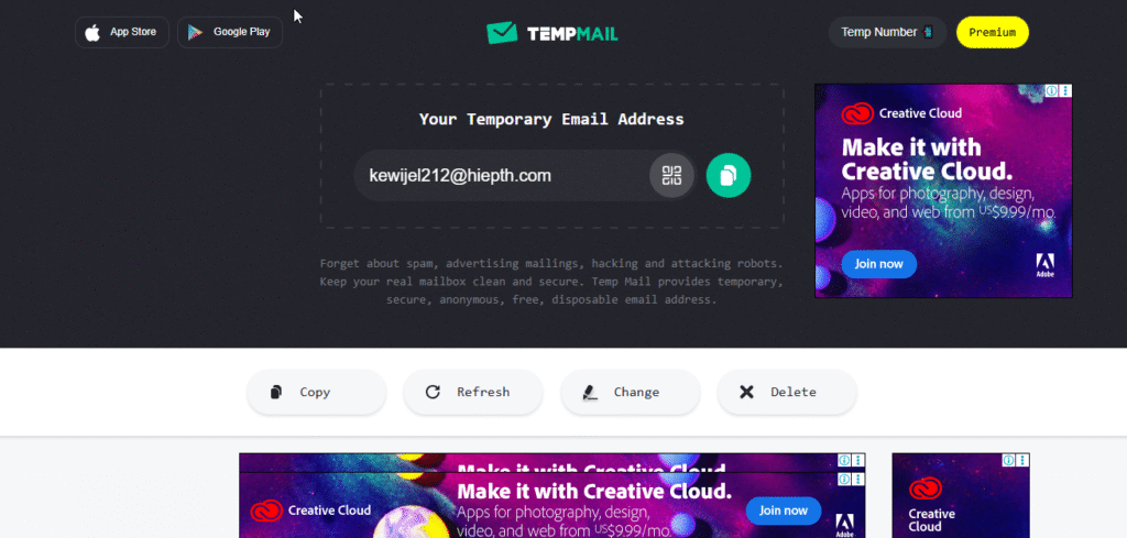 Temp Mail  Main Website Image 