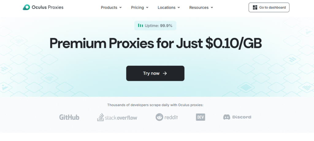 Oculus Proxy Main Website Privew