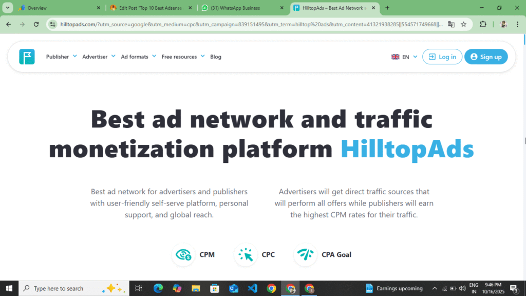 HillTop Ads Publicer Dashboard 