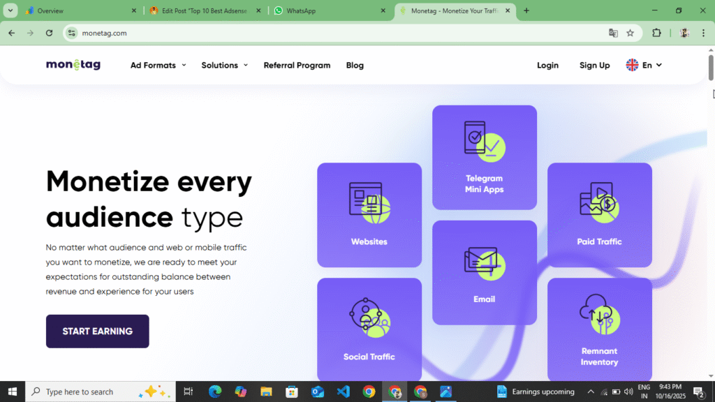 Monetag Adsense Alternative Website 