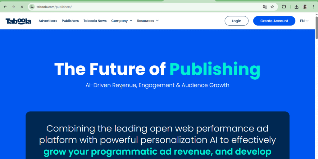 Taboola Publicer Dashboard 