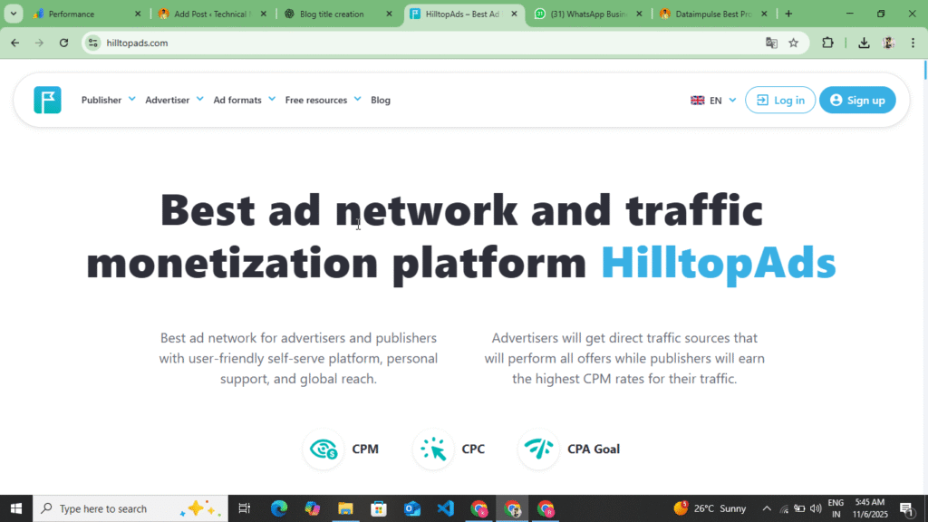 Hilltop Ads Main Website Dashboard 