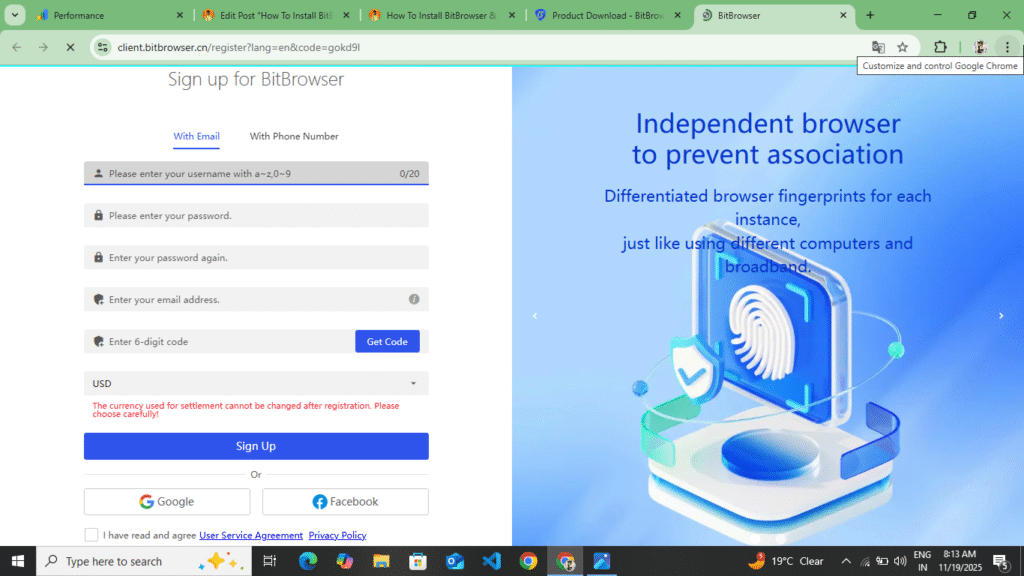 Account Create In  BitBrowser 