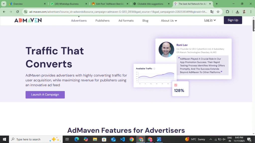 AdMaven Advertisement Pannel 