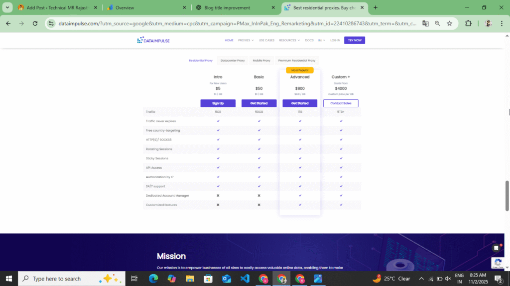 Dataimpulse Proxy Pricing