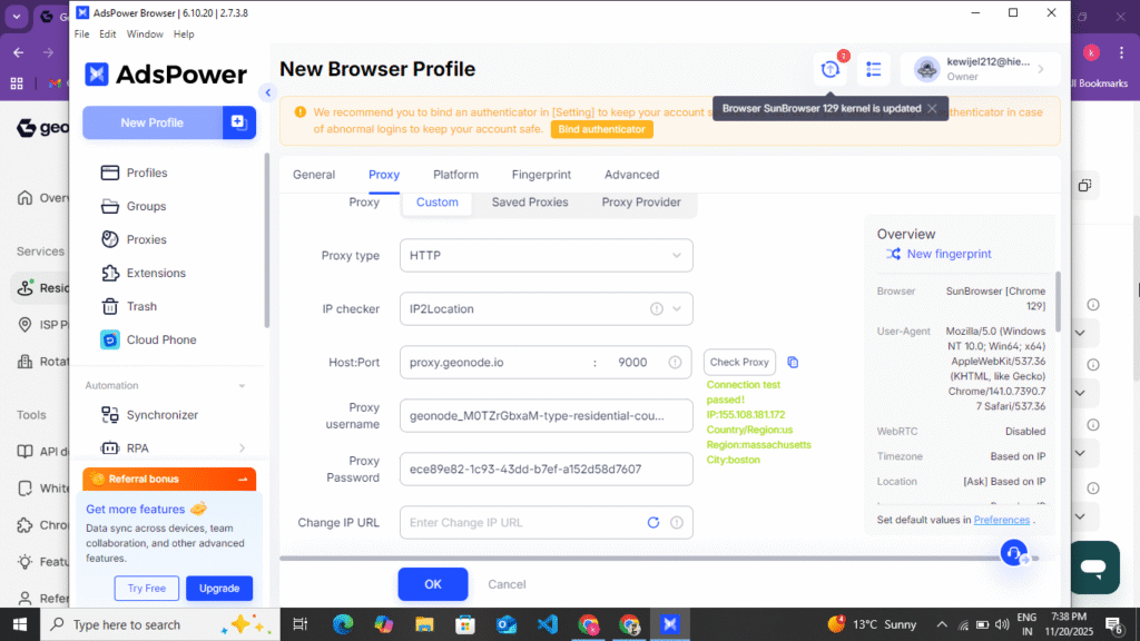GeoNode Proxy Run In AdsPower