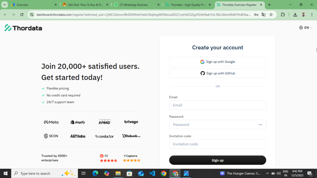 Thordata Fill Form Create Account 