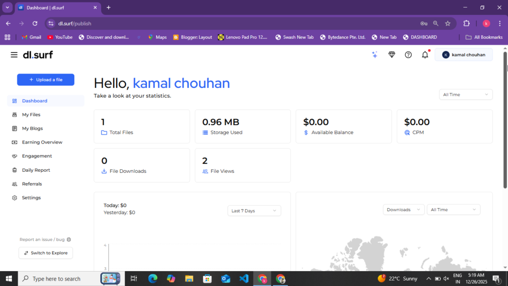 Dashboard Navigation & Earning Information 