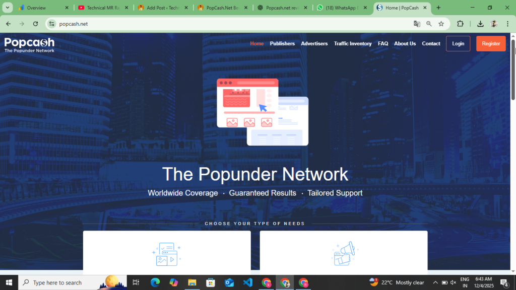 PopCash.Net Offical Website Dashboard 