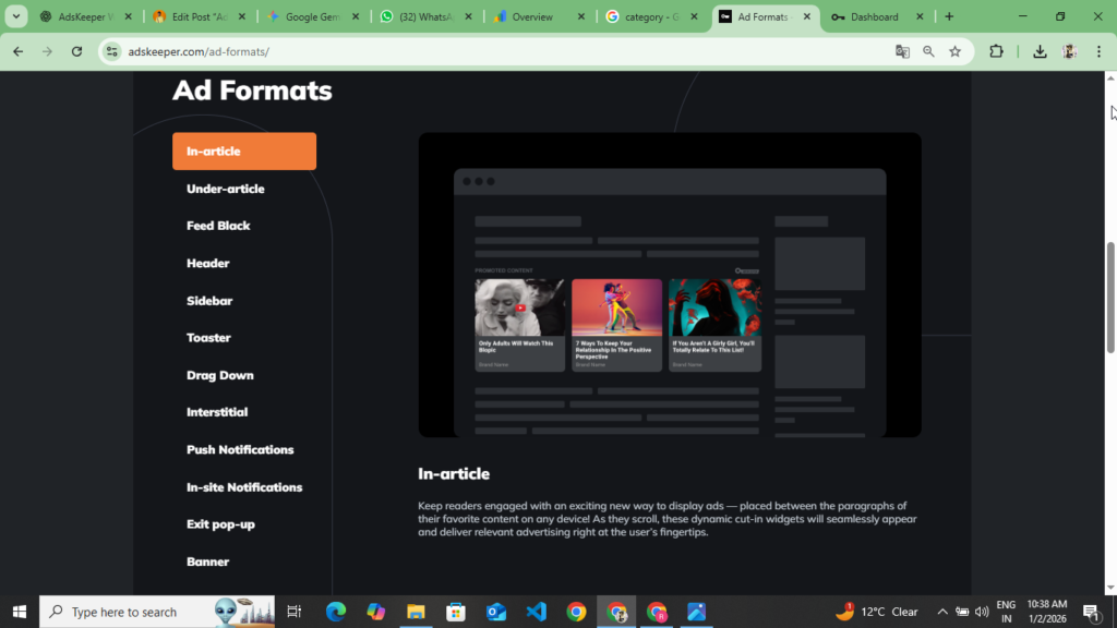 Ads Unites In AdsKeeper 