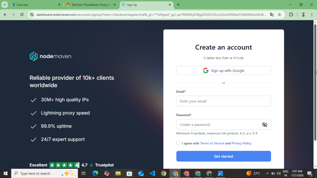 Create Account In NodeMaven Proxy Website