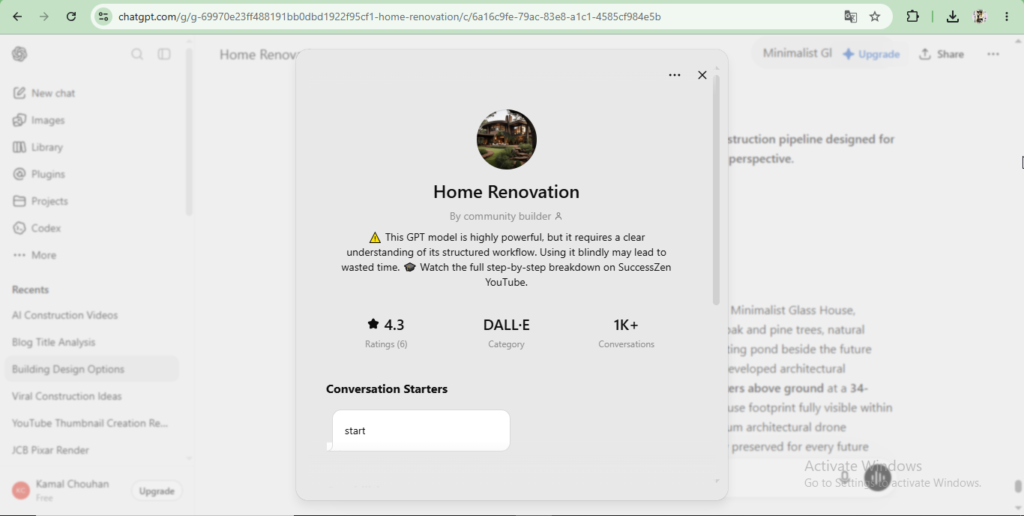 Contrucation Video Makers GPT "Home Renovation"
